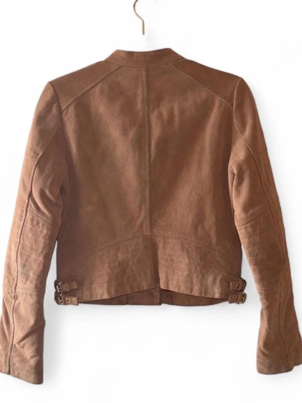 Michael Kors Camel Leather Moto Jacket Size S